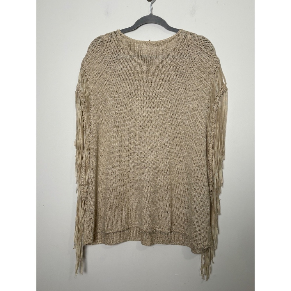 Chico's Chunky Knit Fringe Sleeveless Sweater XL Boho Eclectic Western Oversized - Picture 2 of 9